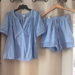 crown & ivy Light Blue High Waist Shorts